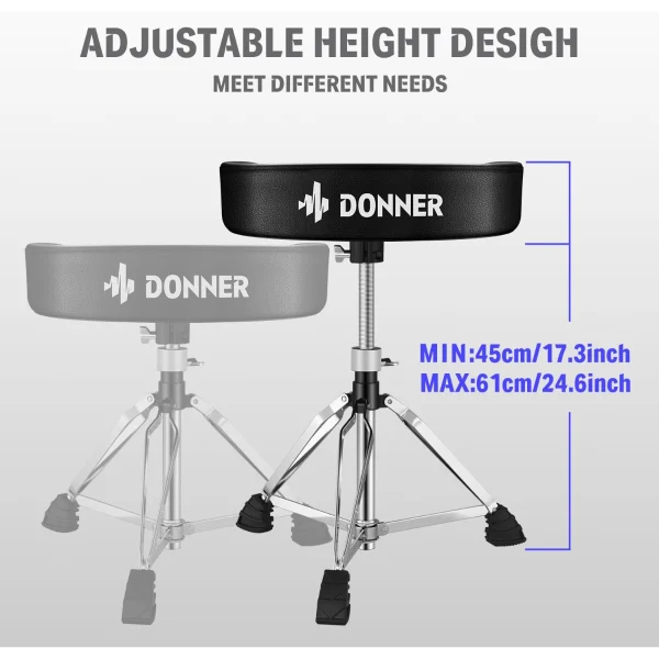 Donner Adjustable Padded Drum Throne - Image 3