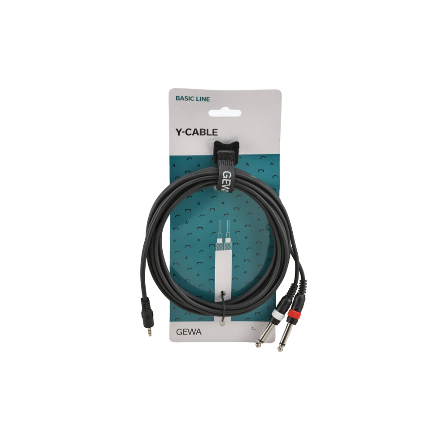 GEWA Y-Cable Basic 3,5 stereo - 2x 6,3 mono 190.125 Y Kablo 3m GEWA Y-Cable Basic 3,5 stereo - 2x 6,3 mono 190.125 Y Kablo 3m - Image 1