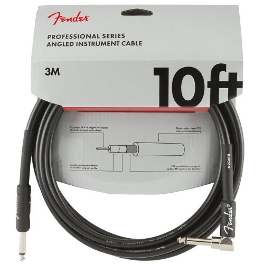 Fender kabel Professional Series Instrument Cable Straight-Angle 10’ Black Fender kabel Professional Series Instrument Cable Straight-Angle 10’ Black - Image 1