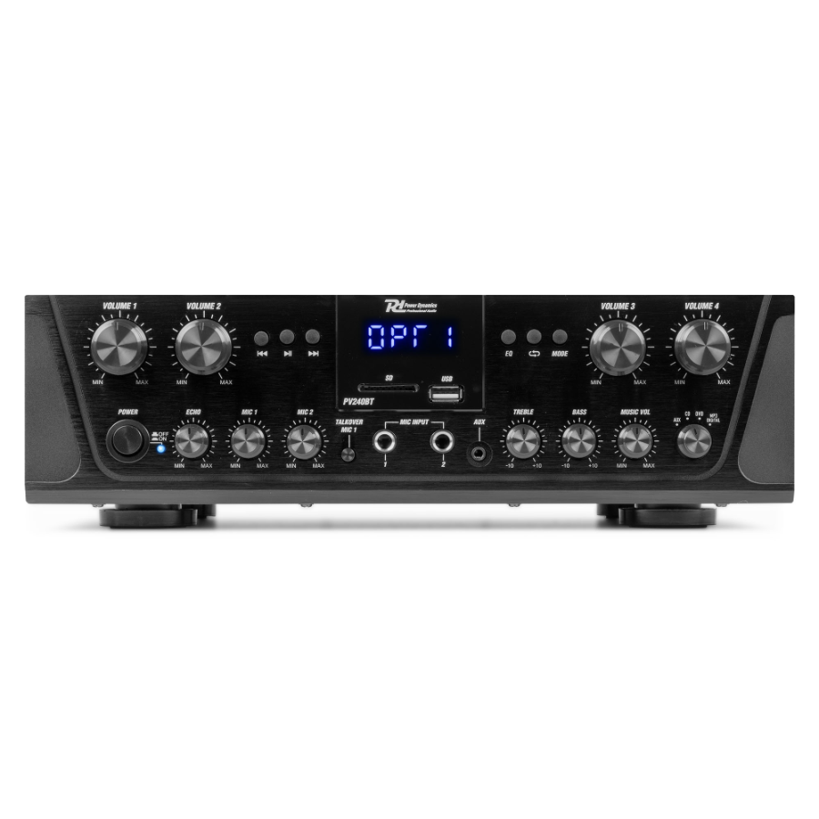 Power Dynamic PV240BT 953.032 4x100W pojačalo sa FM-BT-MP3-USB playerom Power Dynamic PV240BT 953.032 4x100W Pojačalo sa FM-BT-MP3-USB playerom - Image 1