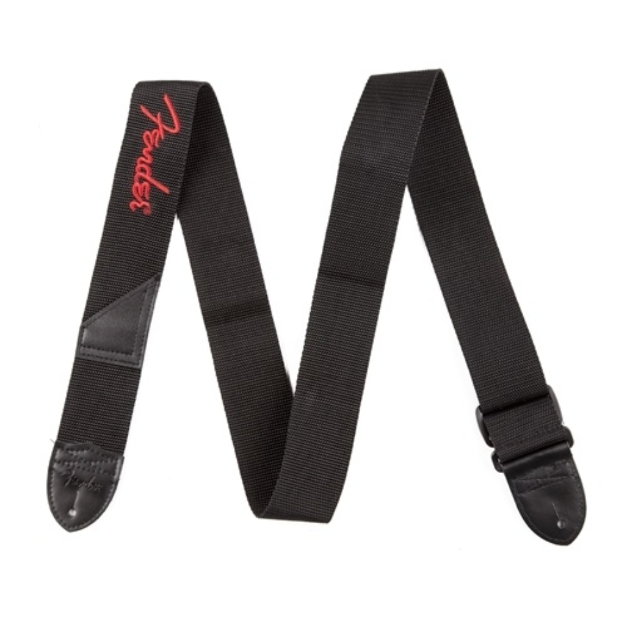 Fender remen 2 Black Poly Strap – Black Red logo Remen za gitaru Fender remen 2 Black Poly Strap Black/Red logo Remen za gitaru - Image 1